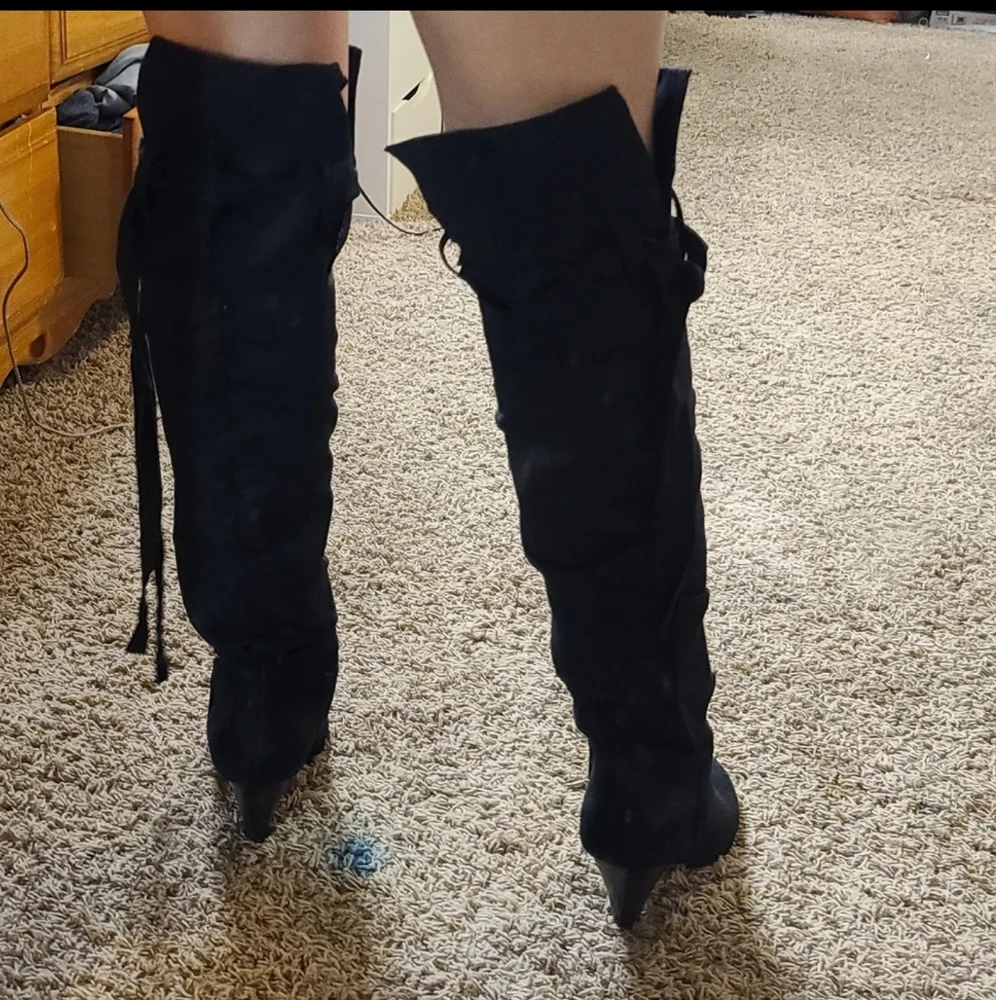 Charlotte Russe Black Knee High Boots